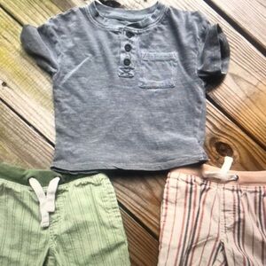 Cat & Jack Gray Top and Striped Bottoms Set